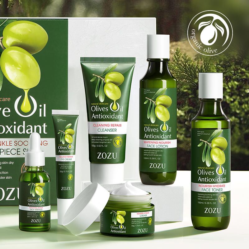 ZOZU – Coffret visage Huile d’Olive Antioxidant | Hydratation & nutrition (Kit 6 pièces)